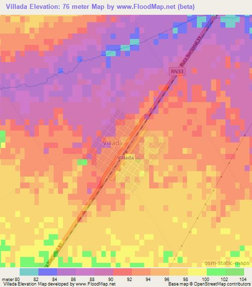Villada,Argentina Elevation Map