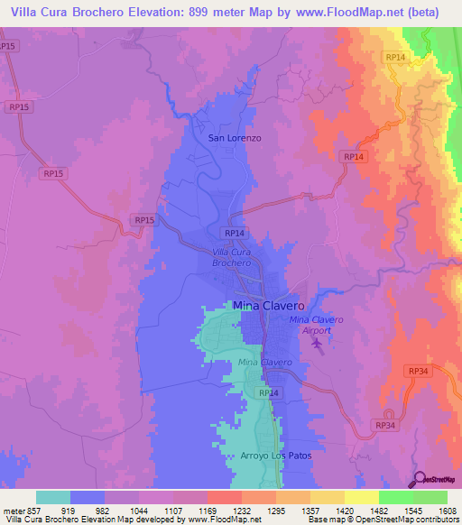 Villa Cura Brochero,Argentina Elevation Map