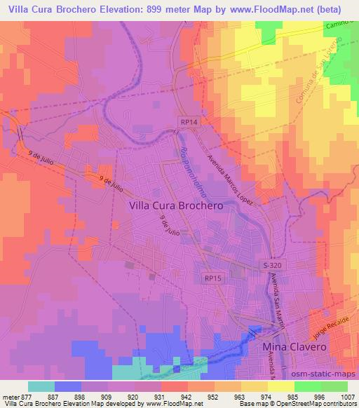 Villa Cura Brochero,Argentina Elevation Map