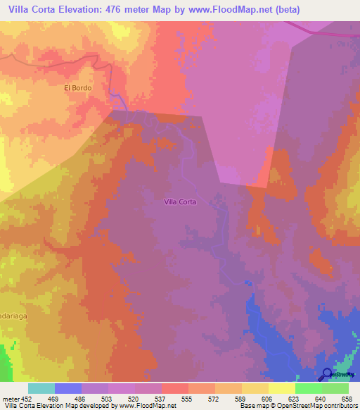 Villa Corta,Argentina Elevation Map