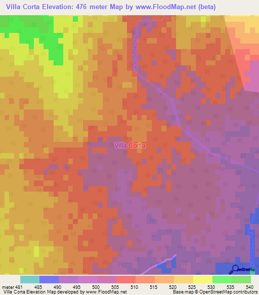 Villa Corta,Argentina Elevation Map