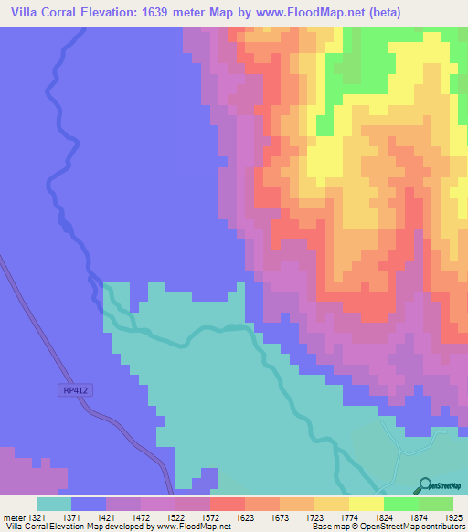 Villa Corral,Argentina Elevation Map