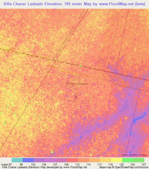 Villa Chanar Ladeado,Argentina Elevation Map
