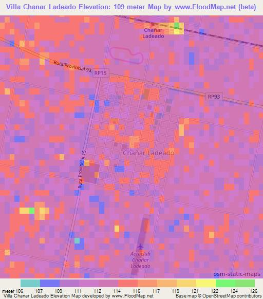 Villa Chanar Ladeado,Argentina Elevation Map