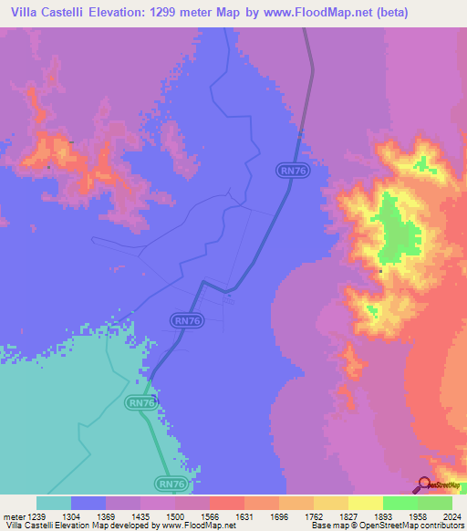 Villa Castelli,Argentina Elevation Map