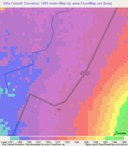 Villa Castelli,Argentina Elevation Map