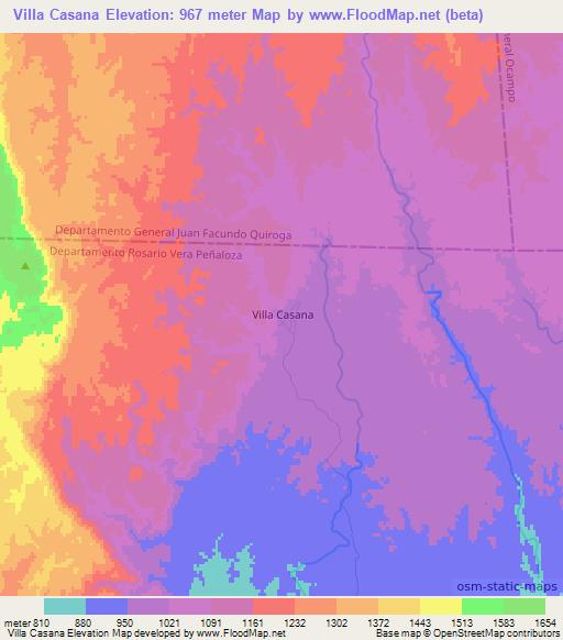 Villa Casana,Argentina Elevation Map