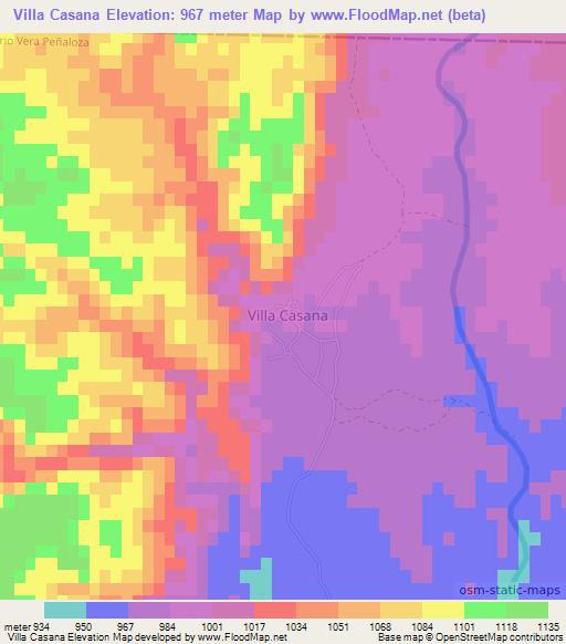 Villa Casana,Argentina Elevation Map