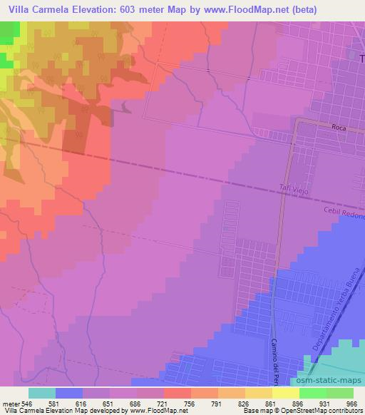 Villa Carmela,Argentina Elevation Map
