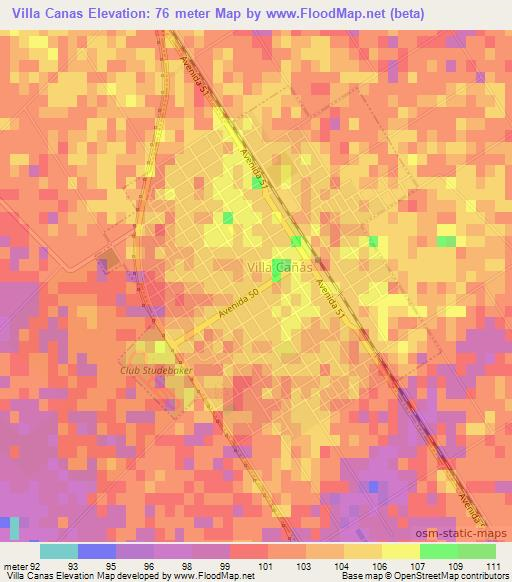 Villa Canas,Argentina Elevation Map