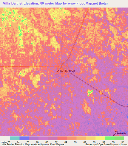 Villa Berthet,Argentina Elevation Map