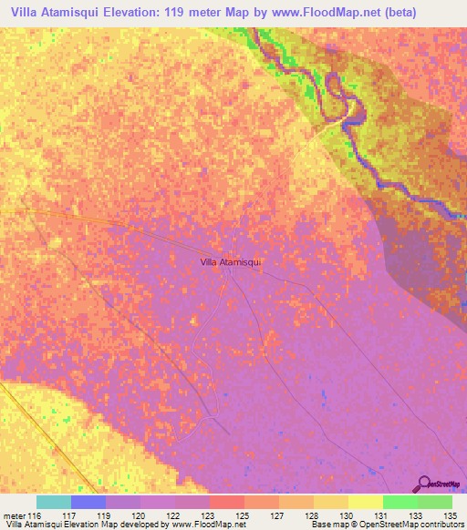 Villa Atamisqui,Argentina Elevation Map