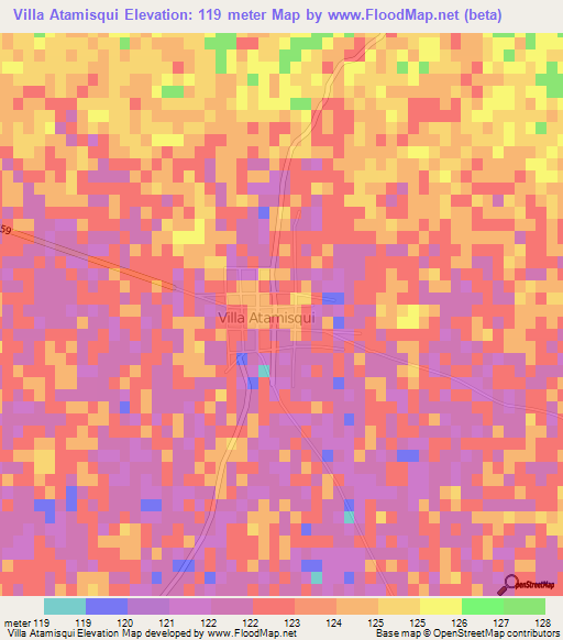 Villa Atamisqui,Argentina Elevation Map