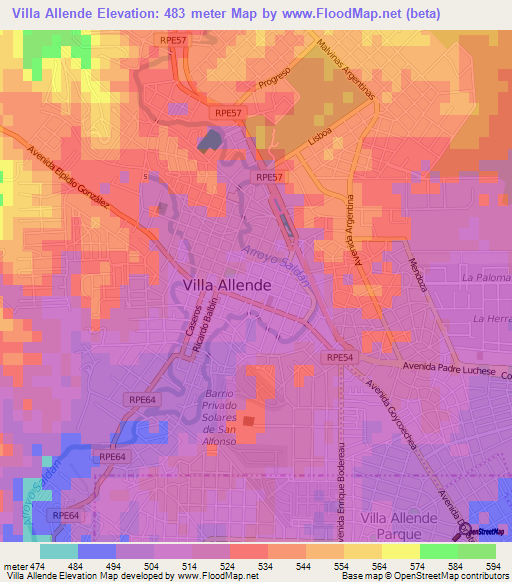 Villa Allende,Argentina Elevation Map