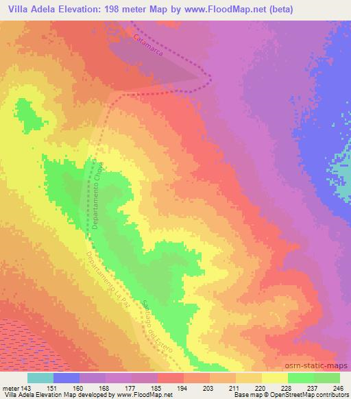 Villa Adela,Argentina Elevation Map