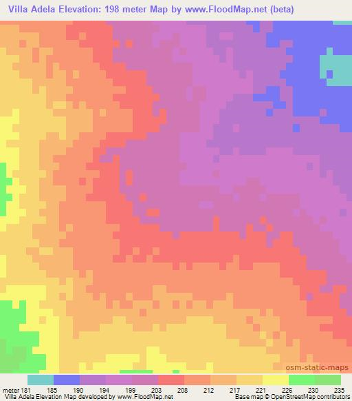 Villa Adela,Argentina Elevation Map