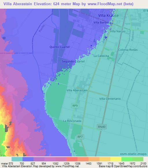 Villa Aberastain,Argentina Elevation Map