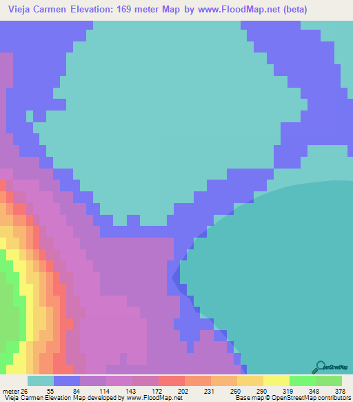 Vieja Carmen,Argentina Elevation Map