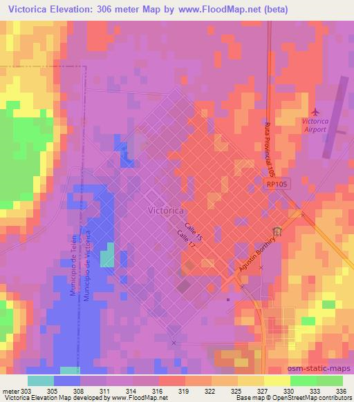 Victorica,Argentina Elevation Map