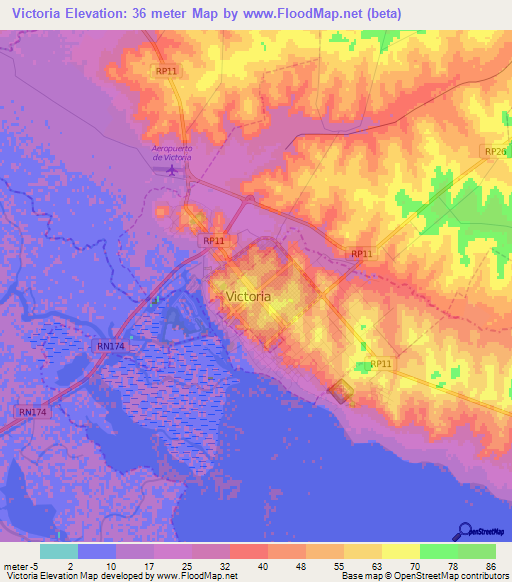 Victoria,Argentina Elevation Map