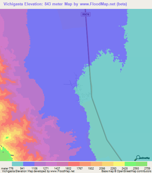 Vichigasta,Argentina Elevation Map