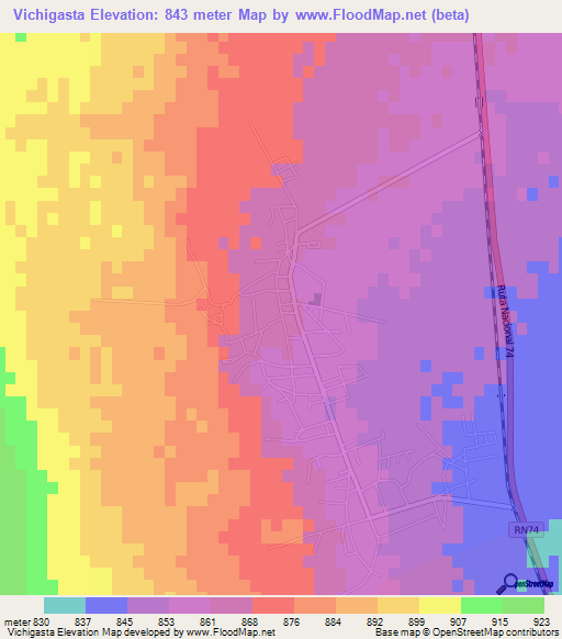 Vichigasta,Argentina Elevation Map
