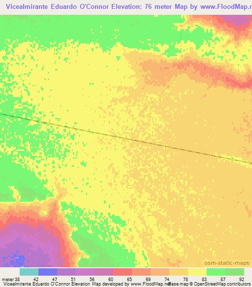 Vicealmirante Eduardo O'Connor,Argentina Elevation Map