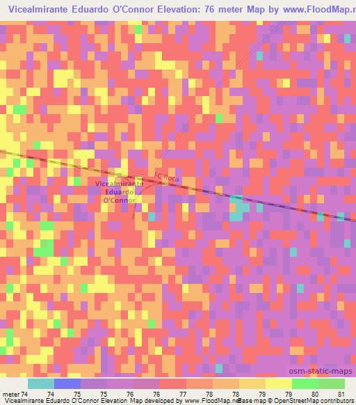 Vicealmirante Eduardo O'Connor,Argentina Elevation Map