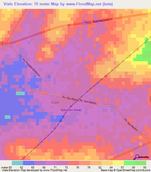 Viale,Argentina Elevation Map