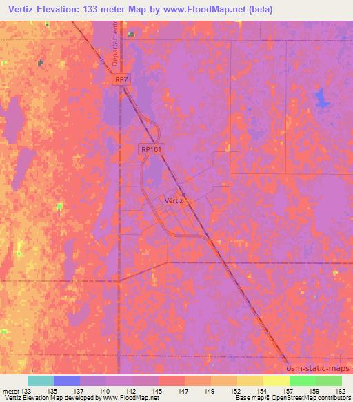 Vertiz,Argentina Elevation Map