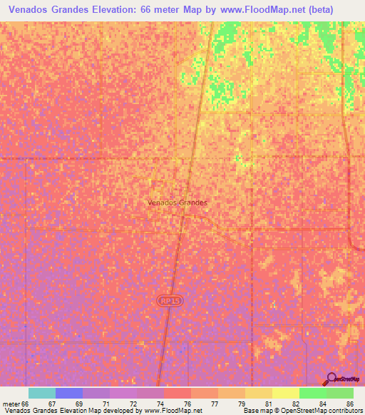 Venados Grandes,Argentina Elevation Map