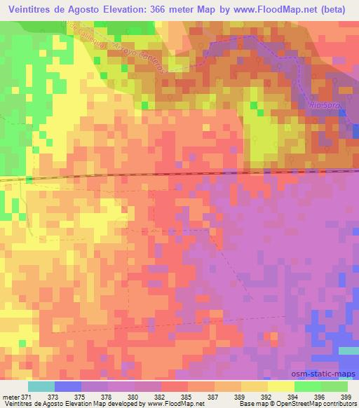 Veintitres de Agosto,Argentina Elevation Map