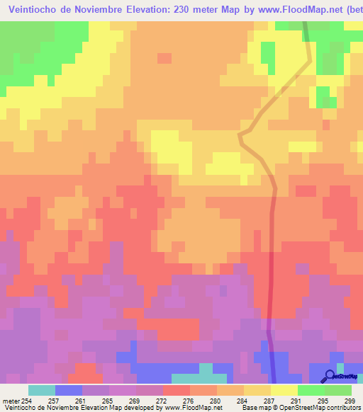 Veintiocho de Noviembre,Argentina Elevation Map
