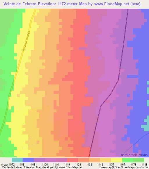 Veinte de Febrero,Argentina Elevation Map