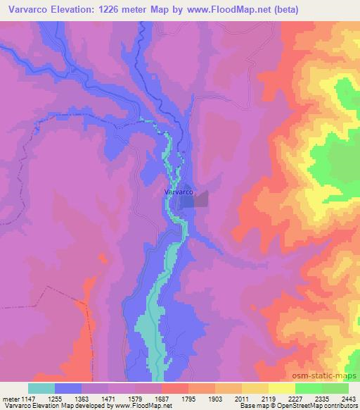 Varvarco,Argentina Elevation Map