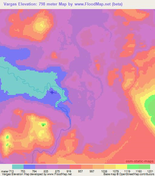 Vargas,Argentina Elevation Map