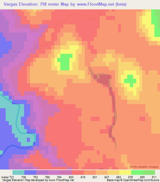 Vargas,Argentina Elevation Map