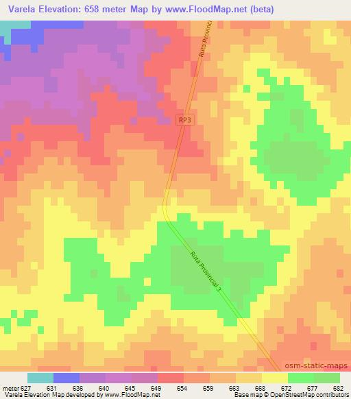 Varela,Argentina Elevation Map