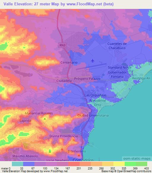 Valle,Argentina Elevation Map