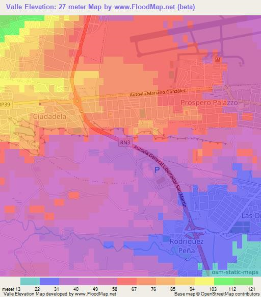 Valle,Argentina Elevation Map