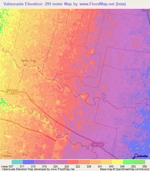 Valenzuela,Argentina Elevation Map