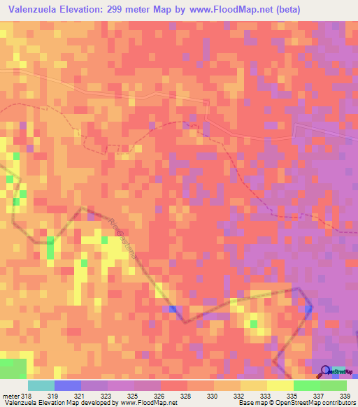 Valenzuela,Argentina Elevation Map