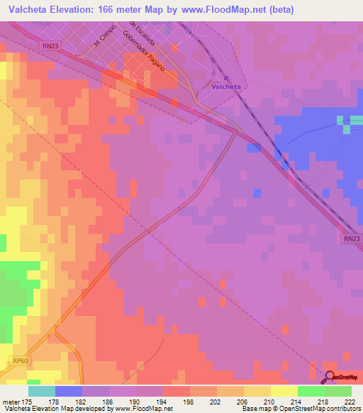 Valcheta,Argentina Elevation Map
