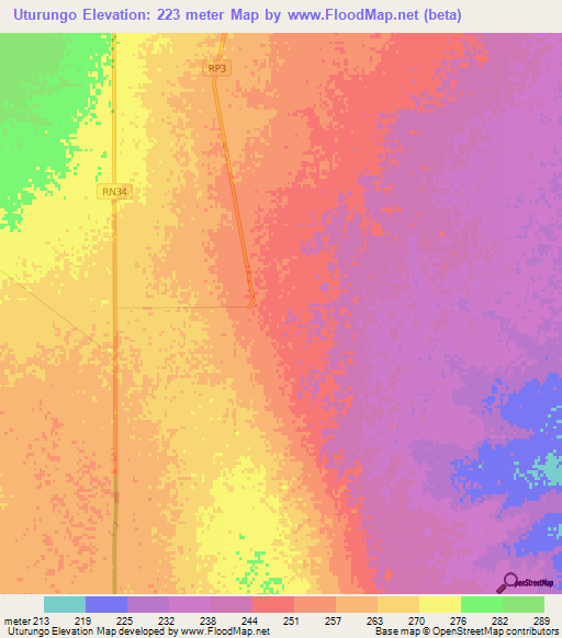 Uturungo,Argentina Elevation Map