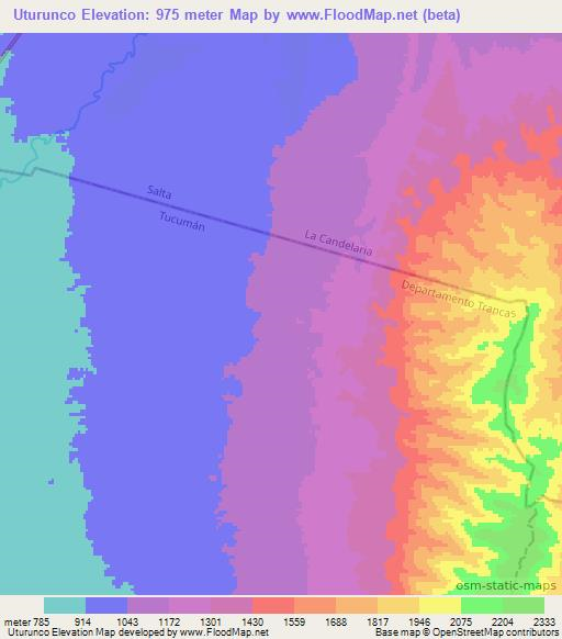 Uturunco,Argentina Elevation Map