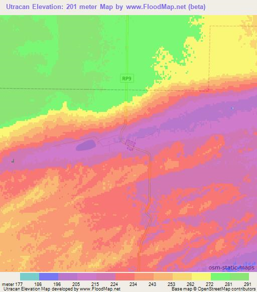 Utracan,Argentina Elevation Map
