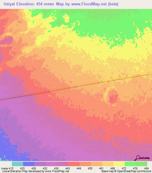 Usiyal,Argentina Elevation Map