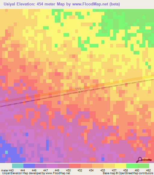Usiyal,Argentina Elevation Map