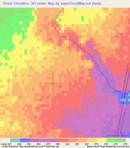 Urizar,Argentina Elevation Map