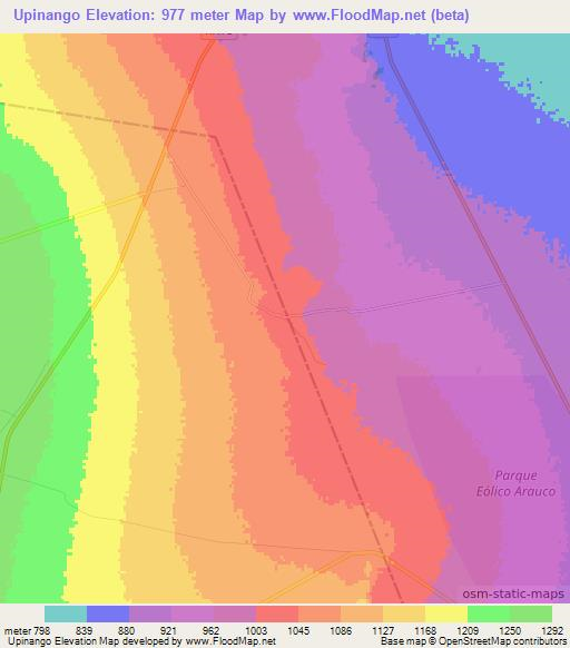 Upinango,Argentina Elevation Map